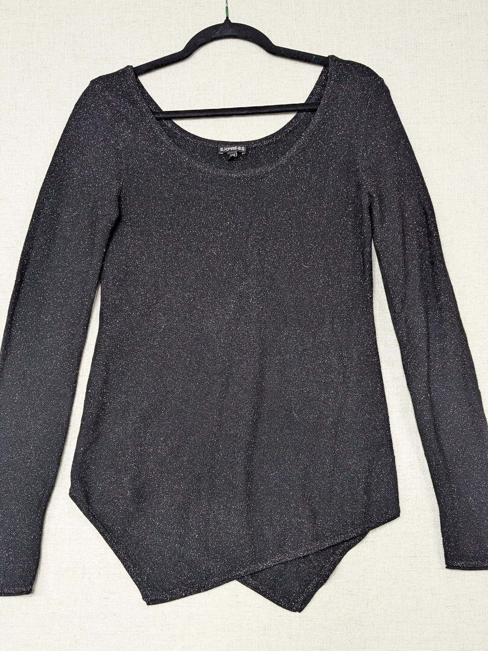 Express Gold Shimmer Handkerchief Hem Top M